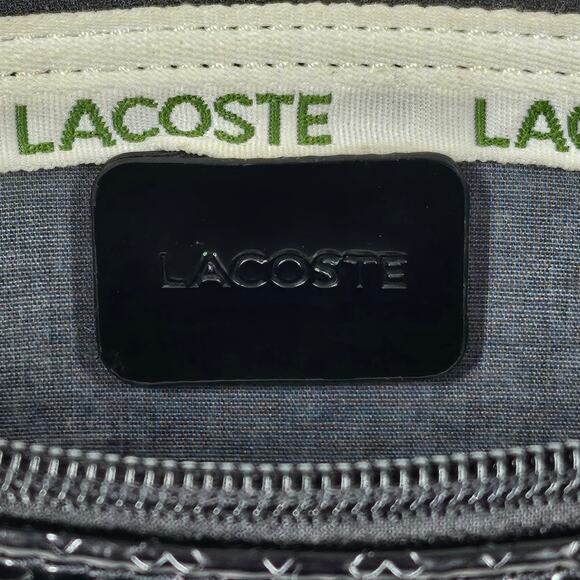 LACOSTE Black Patent Leather Crossbody/Shoulder Purse - Embossed Pattern - Picture 11 of 16